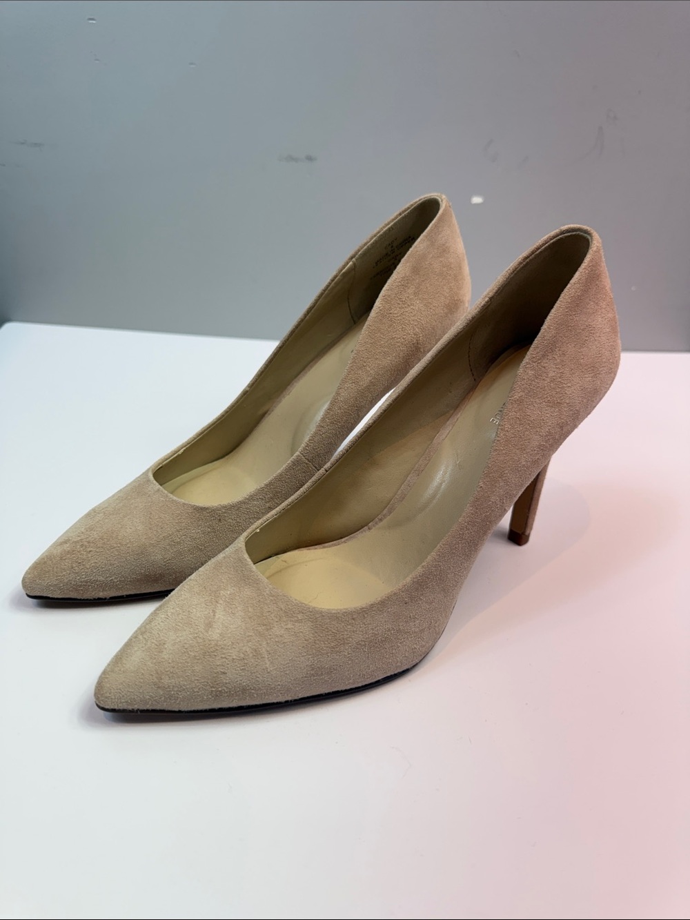Saks Fifth Avenue Beige Suede Pointed-Toe Pumps